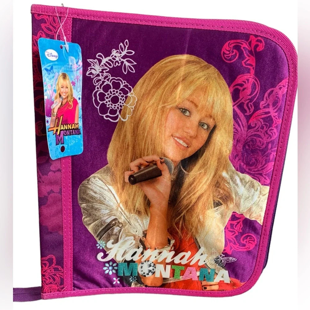 Hannah Montana Miley Cyrus Padded  Zipper 3 D-Ring Binder Disney Channel Girly